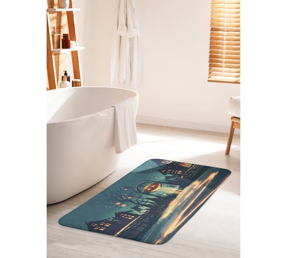 Коврик для ванной комнаты и туалета противоскользящий JOYARTY "Зловещий поселок" 60х100 см bath_23006_60x100 1