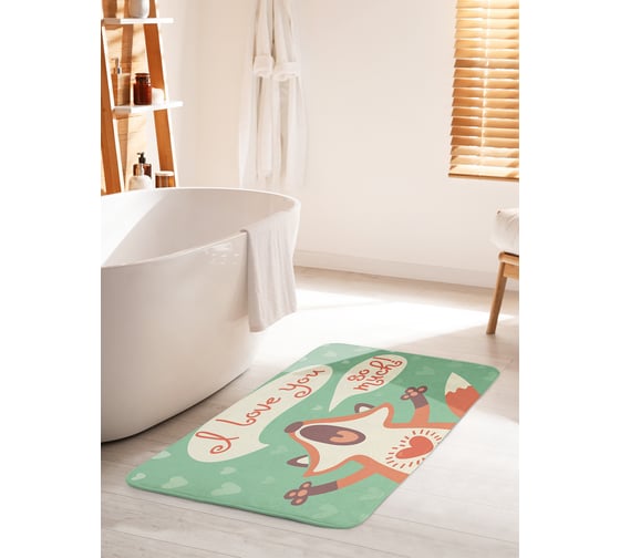 Коврик для ванной комнаты и туалета противоскользящий JOYARTY "Влюбленная лиса" 60х100 см bath_28046_60x100 1