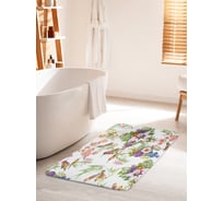 Коврик для ванной комнаты и туалета противоскользящий JOYARTY "Композиции цветов и птичек" 60х100 см bath_28152_60x100