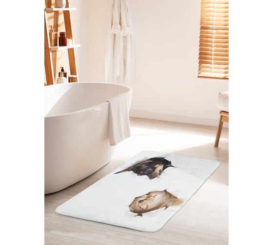 Коврик для ванной комнаты и туалета противоскользящий JOYARTY "Кот спрятался" 60х100 см bath_28108_60x100 1