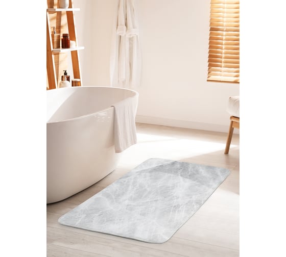 Коврик для ванной комнаты и туалета противоскользящий JOYARTY "Серая мраморная поверхность" 60х100 см bath_37015_60x100 1