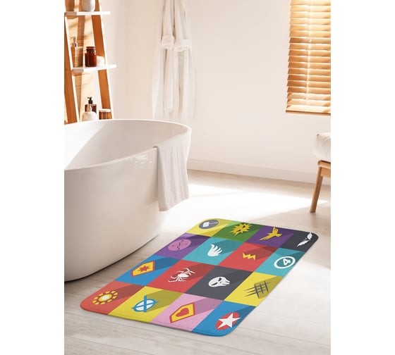 Коврик для ванной комнаты и туалета противоскользящий JOYARTY "Различия суперменов" 60х100 см bath_38744_60x100 1