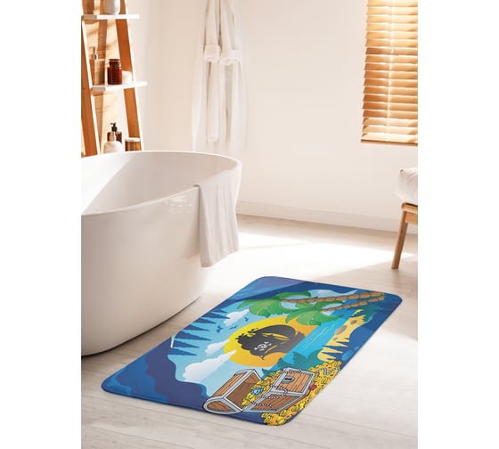 Коврик для ванной комнаты и туалета противоскользящий JOYARTY "Припрятанное сокровище пиратов" 60х100 см bath_38208_60x100 1