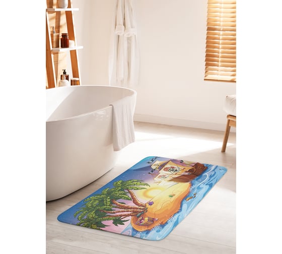 Коврик для ванной комнаты и туалета противоскользящий JOYARTY "Пираты прячут клад" 60х100 см bath_38217_60x100 1