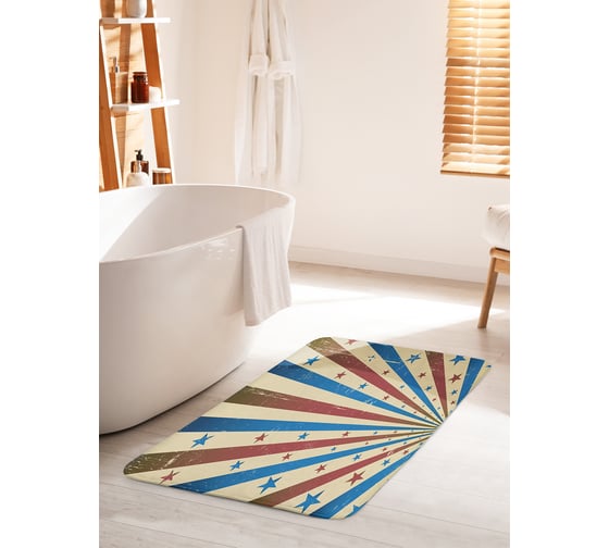 Коврик для ванной комнаты и туалета противоскользящий JOYARTY "Звезды и полосы гранж" 60х100 см bath_62858_60x100 1