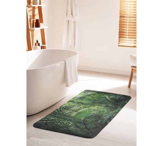 Коврик для ванной комнаты и туалета противоскользящий JOYARTY "Таинственные джунгли" 60х100 см bath_31261_60x100 1