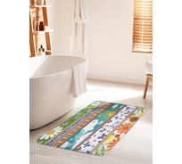 Коврик для ванной комнаты и туалета противоскользящий JOYARTY "Полосы с цветочными узорами" 60х100 см bath_31279_60x100