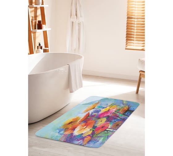 Коврик для ванной комнаты и туалета противоскользящий JOYARTY "Духовный букет" 60х100 см bath_31634_60x100 1