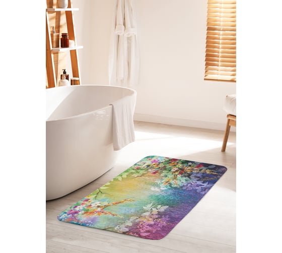 Коврик для ванной комнаты и туалета противоскользящий JOYARTY "Туннель из цветов" 60х100 см bath_21171_60x100 1