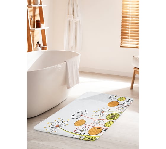 Коврик для ванной комнаты и туалета противоскользящий JOYARTY "Цветочные зонтики и шары" 60х100 см bath_32922_60x100 1