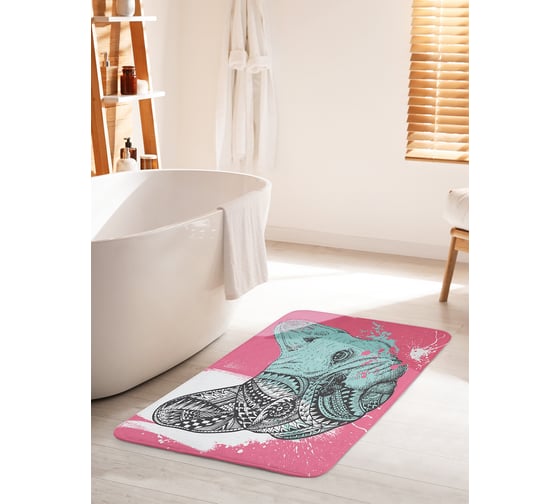 Коврик для ванной комнаты и туалета противоскользящий JOYARTY "Полуорнаментный пес" 60х100 см bath_32785_60x100 1