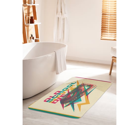 Коврик для ванной комнаты и туалета противоскользящий JOYARTY "Олдскул вечен" 60х100 см bath_22056_60x100 1