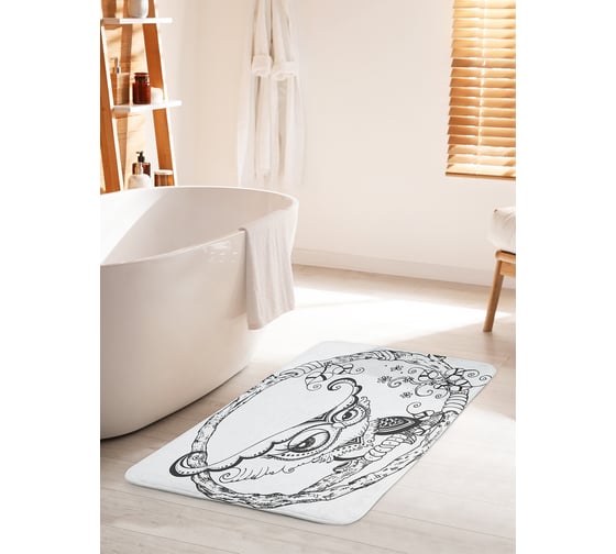 Коврик для ванной комнаты и туалета противоскользящий JOYARTY "Сова в кольце" 60х100 см bath_33035_60x100 1