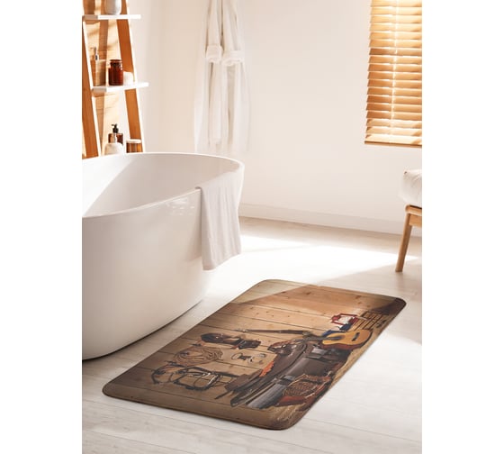 Коврик для ванной комнаты и туалета противоскользящий JOYARTY "Уют ковбоя" 60х100 см bath_23094_60x100 1