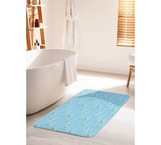 Коврик для ванной комнаты и туалета противоскользящий JOYARTY "Стая морских коньков" 60х100 см bath_20919_60x100 1