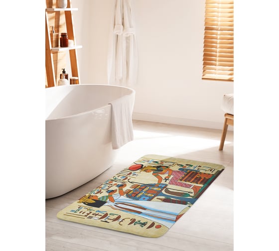 Коврик для ванной комнаты и туалета противоскользящий JOYARTY "Искусство Египта на папирусе" 60х100 см bath_32116_60x100 1