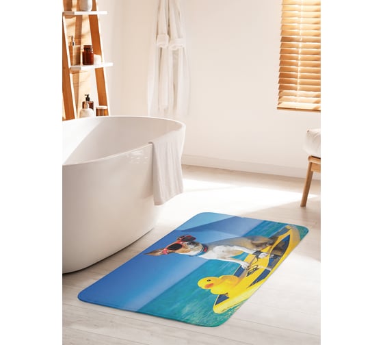 Коврик для ванной комнаты и туалета противоскользящий JOYARTY "Отдых по-собачьи" 60х100 см bath_23365_60x100 1