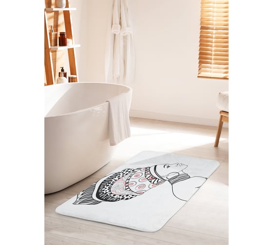 Коврик для ванной комнаты и туалета противоскользящий JOYARTY "Стильная африканка" 60х100 см bath_23267_60x100 1