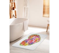 Коврик для ванной комнаты и туалета противоскользящий JOYARTY "Сердце из цветов" 60х100 см bath_22902_60x100