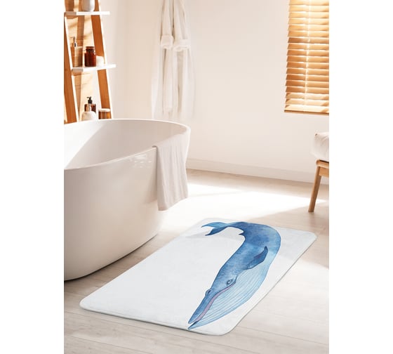 Коврик для ванной комнаты и туалета противоскользящий JOYARTY "Мудрый кит" 60х100 см bath_23191_60x100 1