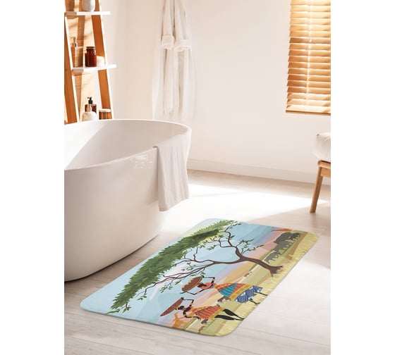 Коврик для ванной комнаты и туалета противоскользящий JOYARTY "Беседа в дикой природе" 60х100 см bath_23263_60x100 1