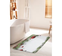 Коврик для ванной комнаты и туалета противоскользящий JOYARTY "Нарядные еловые лапы" 60х100 см bath_20072_60x100