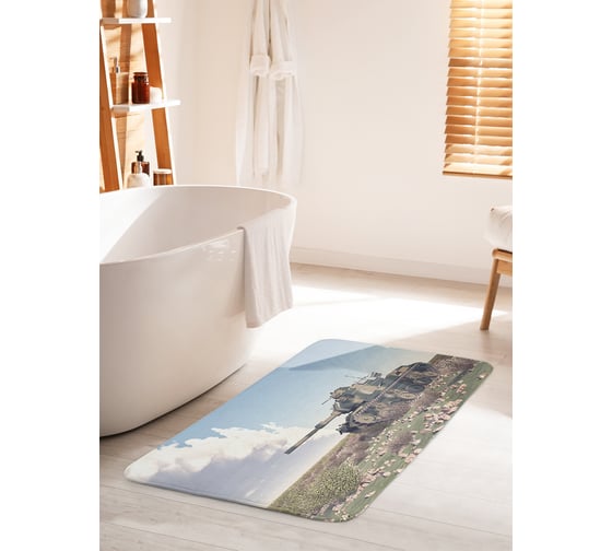 Коврик для ванной комнаты и туалета противоскользящий JOYARTY "Боевой танк" 60х100 см bath_19454_60x100 1