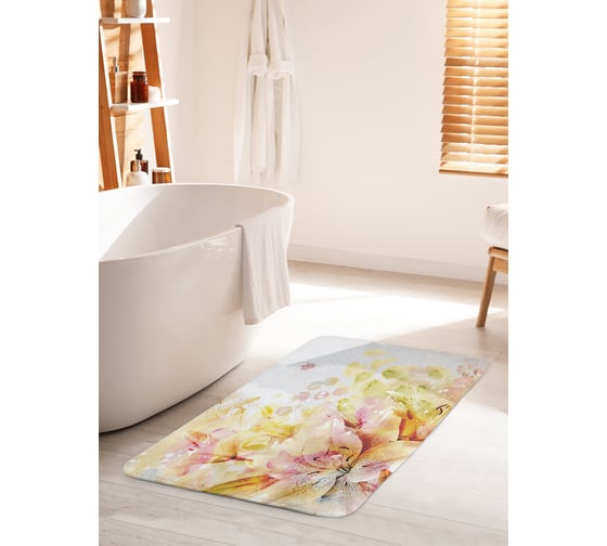 Коврик для ванной комнаты и туалета противоскользящий JOYARTY "Цветочные кляксы" 60х100 см bath_27933_60x100 1