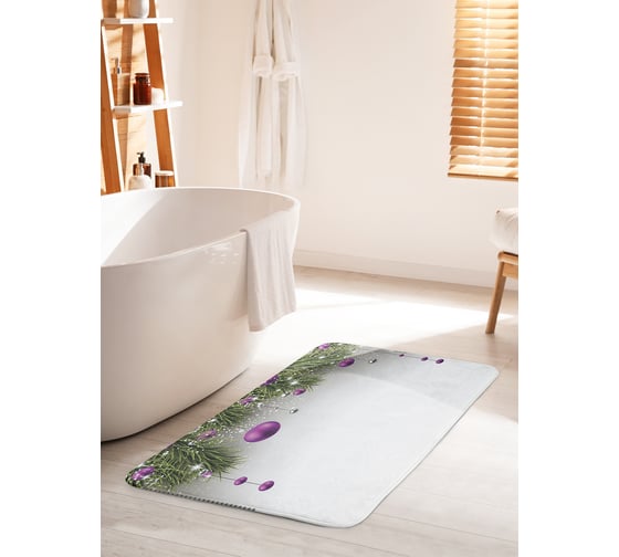 Коврик для ванной комнаты и туалета противоскользящий JOYARTY "Украшение елки" 60х100 см bath_19387_60x100 1