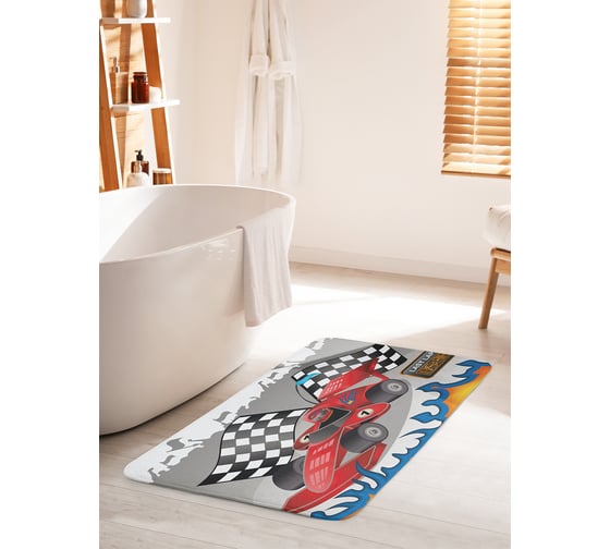 Коврик для ванной комнаты и туалета противоскользящий JOYARTY "Формула 1" 60х100 см bath_30295_60x100 1