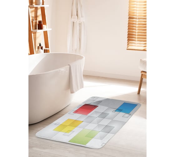 Коврик для ванной комнаты и туалета противоскользящий JOYARTY "Переплетения квадратов" 60х100 см bath_30251_60x100 1