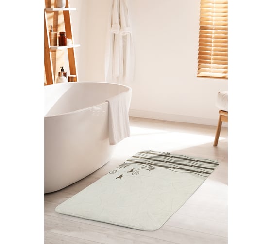 Коврик для ванной комнаты и туалета противоскользящий JOYARTY "Птичий дуэт" 60х100 см bath_28558_60x100 1