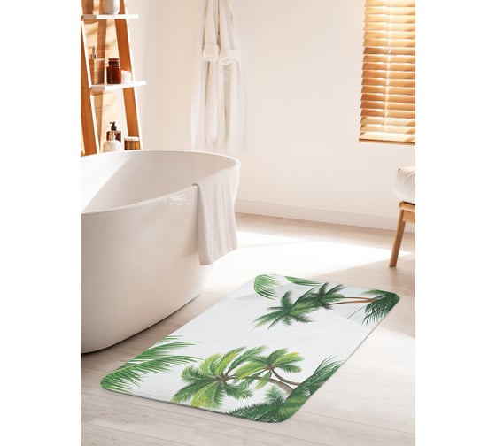 Коврик для ванной комнаты и туалета противоскользящий JOYARTY "Пальмы" 60х100 см bath_29047_60x100 1