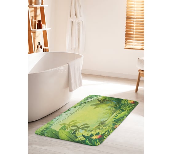 Коврик для ванной комнаты и туалета противоскользящий JOYARTY "Тропические тропы" 60х100 см bath_27673_60x100 1
