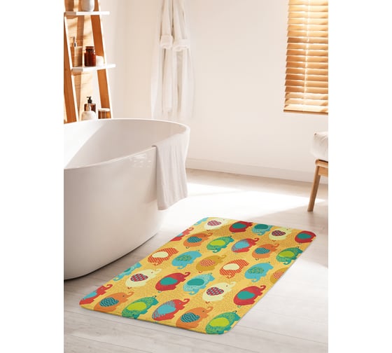 Коврик для ванной комнаты и туалета противоскользящий JOYARTY "Яркие слоники" 60х100 см bath_47619_60x100 1