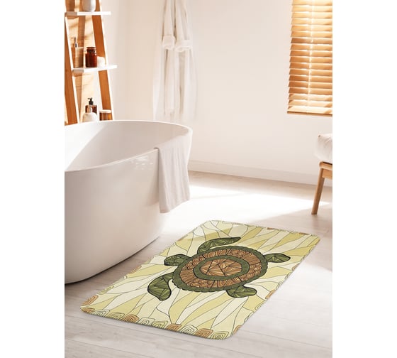 Коврик для ванной комнаты и туалета противоскользящий JOYARTY "Мозаичная черепаха" 60х100 см bath_35245_60x100 1