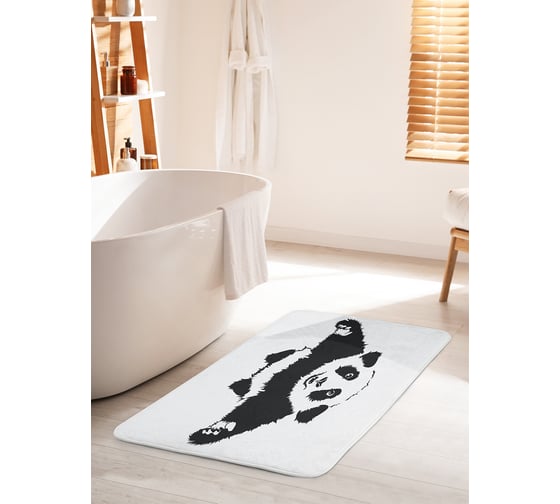 Коврик для ванной комнаты и туалета противоскользящий JOYARTY "Перевернутая панда" 60х100 см bath_18131_60x100 1