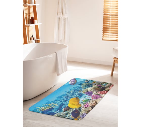 Коврик для ванной комнаты и туалета противоскользящий JOYARTY "Океанская история" 60х100 см bath_21295_60x100 1