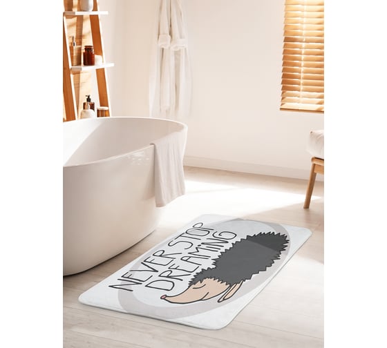 Коврик для ванной комнаты и туалета противоскользящий JOYARTY "Ежик тоже мечтает" 60х100 см bath_19191_60x100 1
