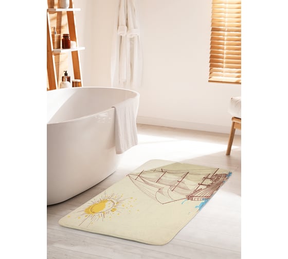 Коврик для ванной комнаты и туалета противоскользящий JOYARTY "Солнце освещает путь" 60х100 см bath_17810_60x100 1