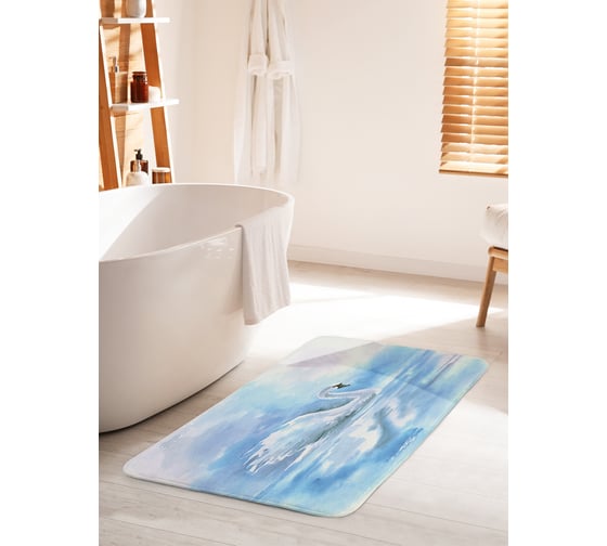 Коврик для ванной комнаты и туалета противоскользящий JOYARTY "Лебединая красота" 60х100 см bath_19058_60x100