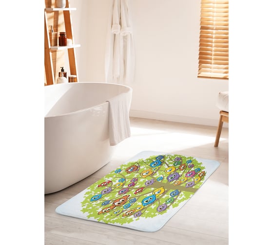 Коврик для ванной комнаты и туалета противоскользящий JOYARTY "Птичье собрание" 60х100 см bath_18488_60x100 1