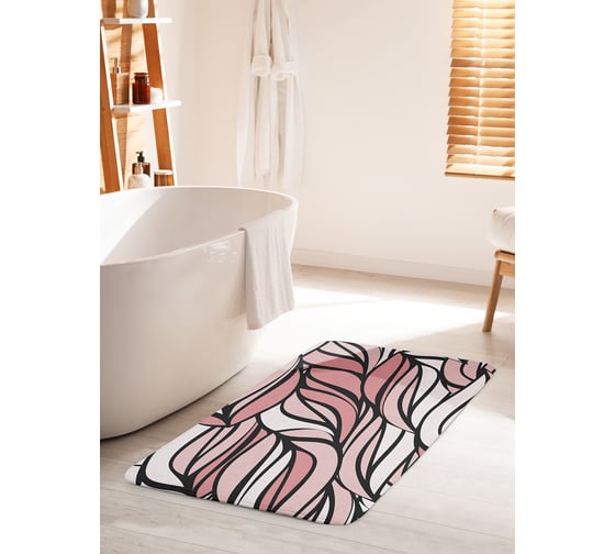 Коврик для ванной комнаты и туалета противоскользящий JOYARTY "Дикие волны" 60х100 см bath_20451_60x100 1