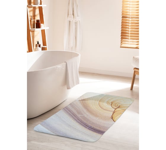 Коврик для ванной комнаты и туалета противоскользящий JOYARTY "Линии церсанита" 60х100 см bath_33996_60x100 1