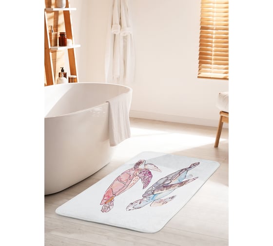 Коврик для ванной комнаты и туалета противоскользящий JOYARTY "Морские черепахи" 60х100 см bath_35247_60x100 1