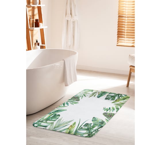 Коврик для ванной комнаты и туалета противоскользящий JOYARTY "Макушки тропиков" 60х100 см bath_38863_60x100 1