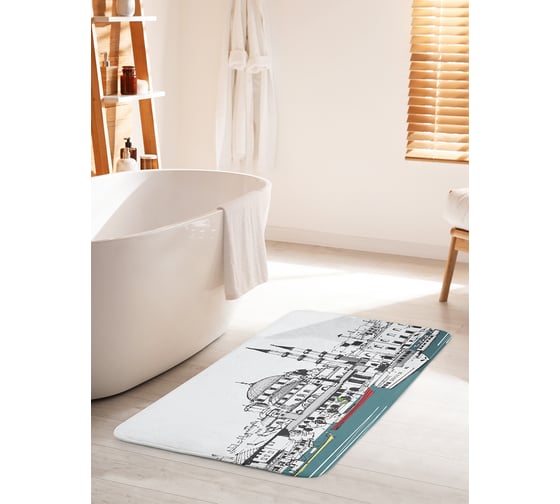 Коврик для ванной комнаты и туалета противоскользящий JOYARTY "Панорама Стамбула" 60х100 см bath_68834_60x100 1