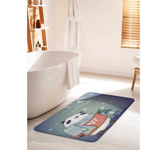 Коврик для ванной комнаты и туалета противоскользящий JOYARTY "Панда под звездным небом" 60х100 см bath_59950_60x100 1