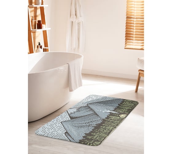 Коврик для ванной комнаты и туалета противоскользящий JOYARTY "Сторожка на опушке" 60х100 см bath_60642_60x100 1