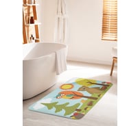 Коврик для ванной комнаты и туалета противоскользящий JOYARTY "Мишка и сова в лесу" 60х100 см bath_69674_60x100